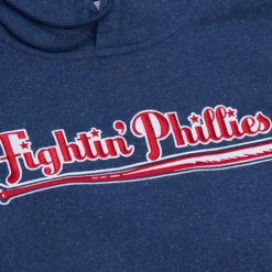 Men Mitchell & Ness Hoodies & Sweatshirts-Snow Washed Fleece Hoodie Vintage Logo Philadelphia Phillies