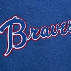 Men Mitchell & Ness Hoodies & Sweatshirts-Snow Washed Fleece Hoodie Atlanta Braves