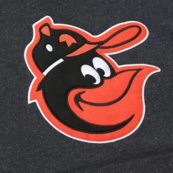Men Mitchell & Ness Hoodies & Sweatshirts-Snow Washed Fleece Hoodie Vintage Logo Baltimore Orioles