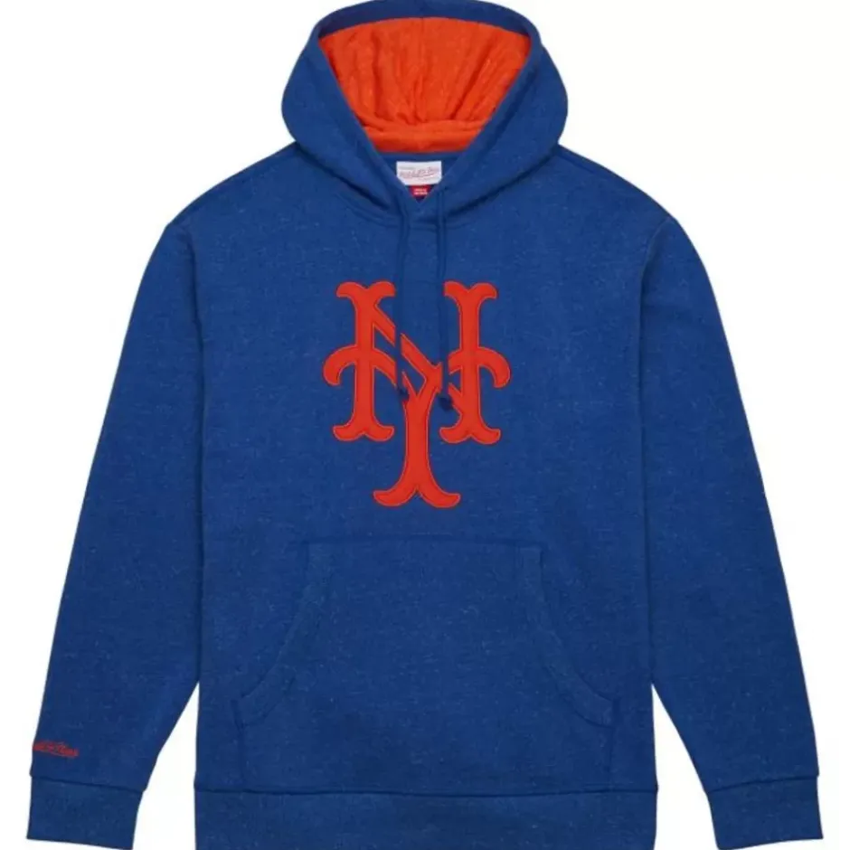 Men Mitchell & Ness Hoodies & Sweatshirts-Snow Washed Fleece Hoodie Vintage Logo New York Mets