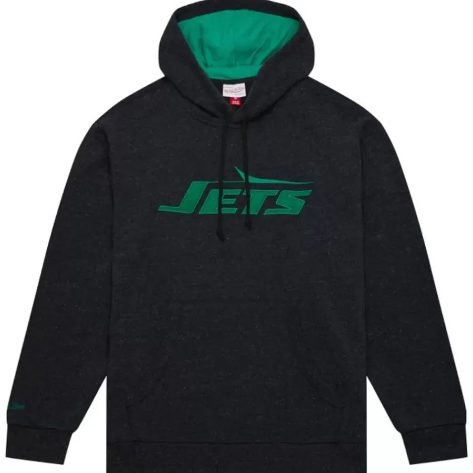 Men Mitchell & Ness Hoodies & Sweatshirts-Snow Washed Fleece Hoodie New York Jets