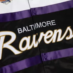 Men Mitchell & Ness Jackets & Outerwear-Special Script Heavyweight Satin Jacket Baltimore Ravens
