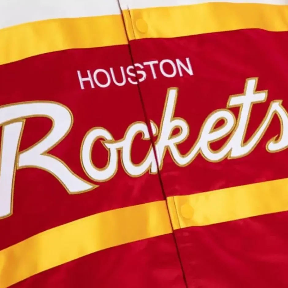 Men Mitchell & Ness Jackets & Outerwear-Special Script Heavyweight Satin Jacket Houston Rockets
