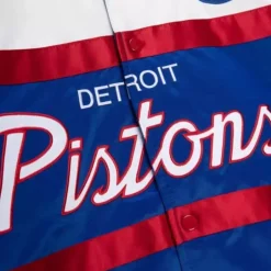 Men Mitchell & Ness Jackets & Outerwear-Special Script Heavyweight Satin Jacket Detroit Pistons