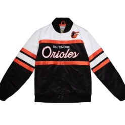 Men Mitchell & Ness Jackets & Outerwear-Special Script Heavyweight Satin Jacket Baltimore Orioles