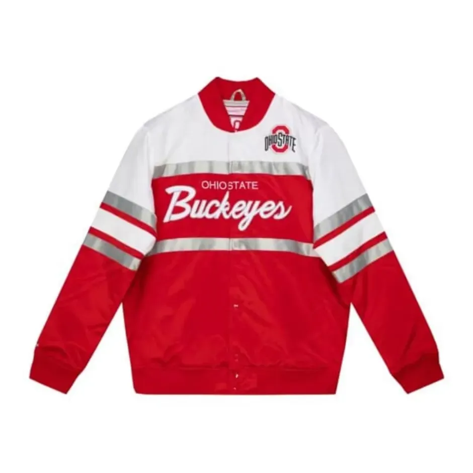 Men Mitchell & Ness Jackets & Outerwear-Special Script Heavyweight Satin Jacket Ohio State