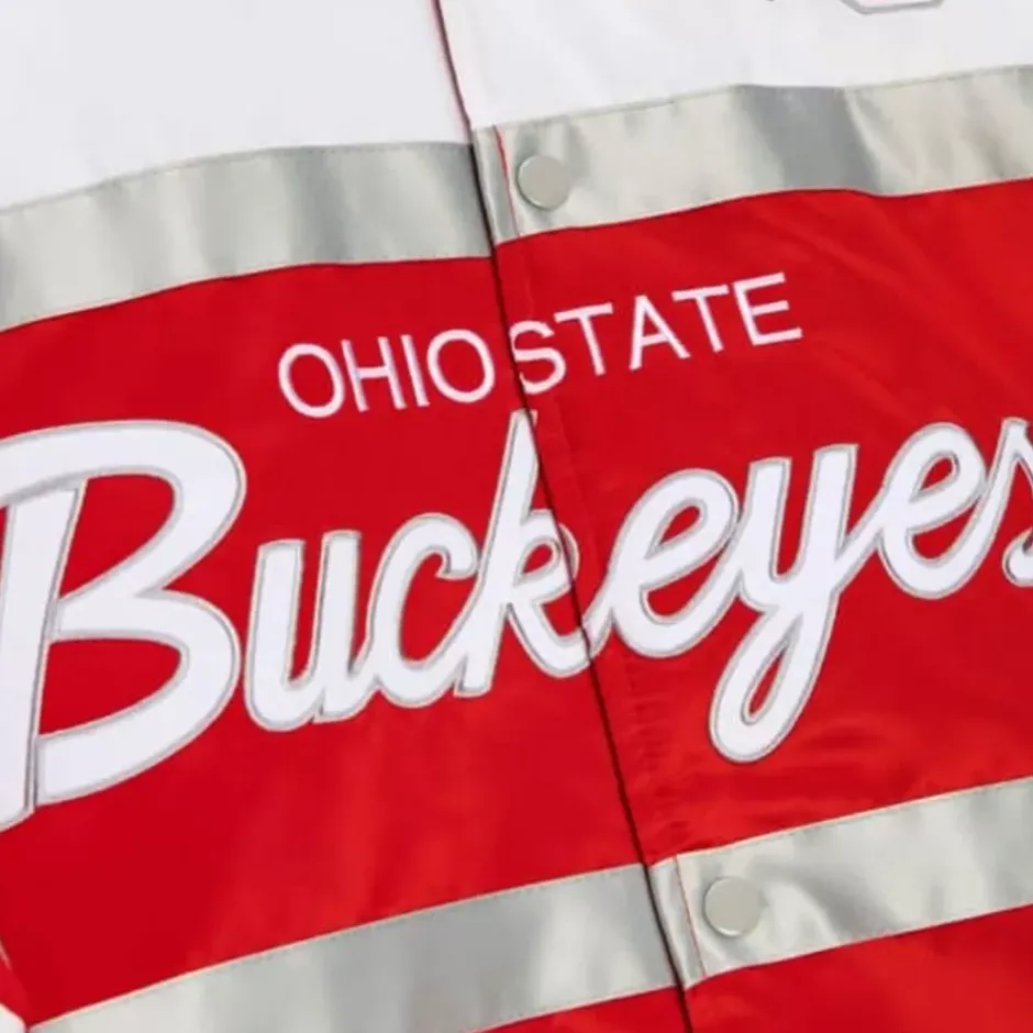Men Mitchell & Ness Jackets & Outerwear-Special Script Heavyweight Satin Jacket Ohio State