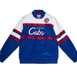 Men Mitchell & Ness Jackets & Outerwear-Special Script Heavyweight Satin Jacket Chicago Cubs