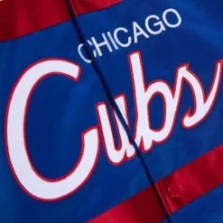Men Mitchell & Ness Jackets & Outerwear-Special Script Heavyweight Satin Jacket Chicago Cubs