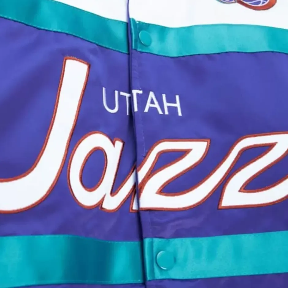 Men Mitchell & Ness Jackets & Outerwear-Special Script Heavyweight Satin Jacket Utah Jazz