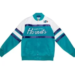 Men Mitchell & Ness Jackets & Outerwear-Special Script Heavyweight Satin Jacket Charlotte Hornets