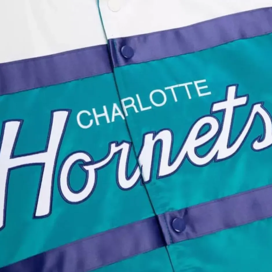 Men Mitchell & Ness Jackets & Outerwear-Special Script Heavyweight Satin Jacket Charlotte Hornets