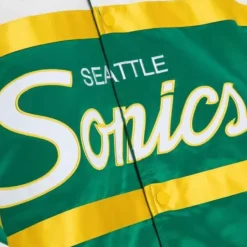 Men Mitchell & Ness Jackets & Outerwear-Special Script Heavyweight Satin Jacket Seattle Supersonics