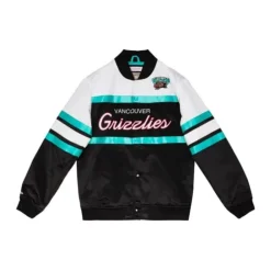 Men Mitchell & Ness Jackets & Outerwear-Special Script Heavyweight Satin Jacket Vancouver Grizzlies