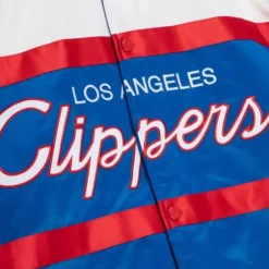 Men Mitchell & Ness Jackets & Outerwear-Special Script Heavyweight Satin Jacket Los Angeles Clippers