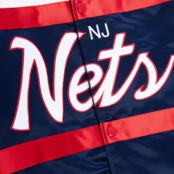 Men Mitchell & Ness Jackets & Outerwear-Special Script Heavyweight Satin Jacket New Jersey Nets