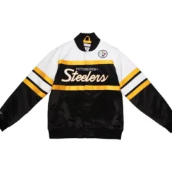 Men Mitchell & Ness Jackets & Outerwear-Special Script Heavyweight Satin Jacket Pittsburgh Steelers
