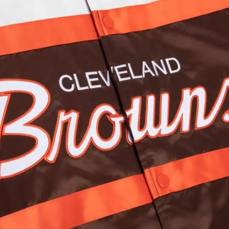 Men Mitchell & Ness Jackets & Outerwear-Special Script Heavyweight Satin Jacket Cleveland Browns