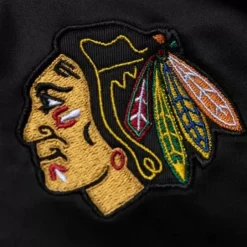 Men Mitchell & Ness Jackets & Outerwear-Special Script Light Weight Satin Jacket Chicago Blackhawks
