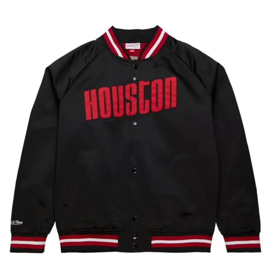 Men Mitchell & Ness Jackets & Outerwear-Special Script Lightweight Satin Jacket Houston Rockets