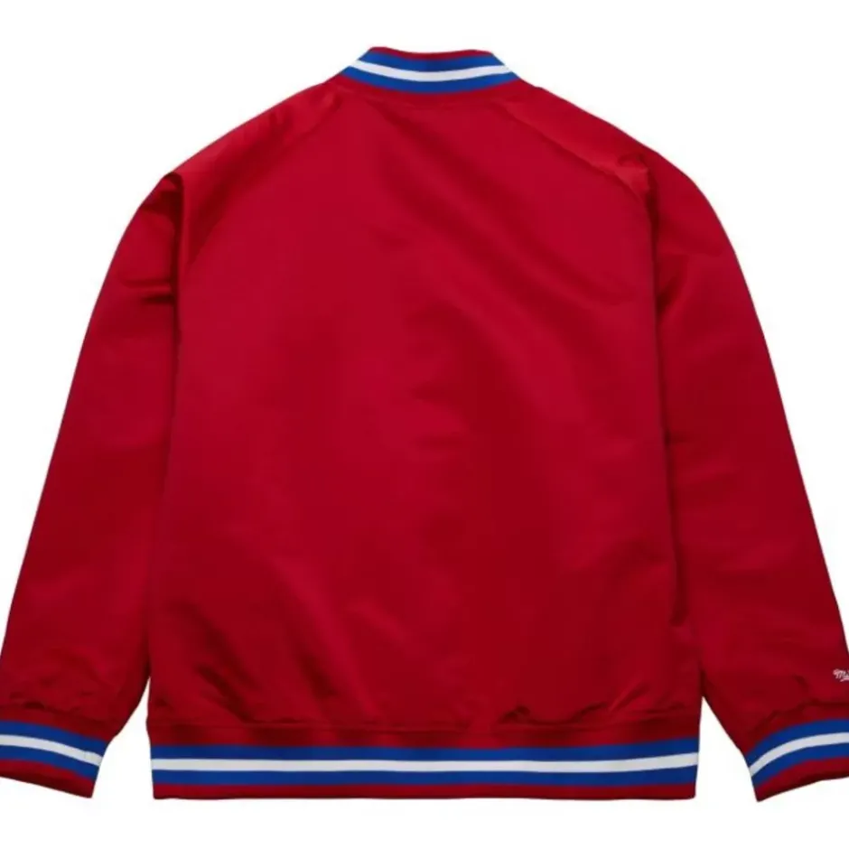 Men Mitchell & Ness Jackets & Outerwear-Special Script Lightweight Satin Jacket Philadelphia 76Ers