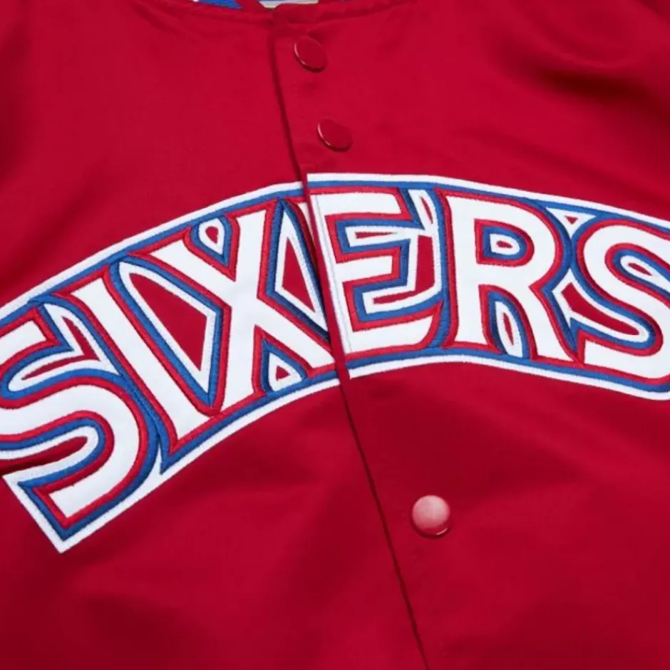 Men Mitchell & Ness Jackets & Outerwear-Special Script Lightweight Satin Jacket Philadelphia 76Ers