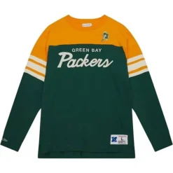 Men Mitchell & Ness T-Shirts & Tops-Special Script Long Sleeve Green Bay Packers