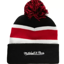 Mitchell & Ness Knit-Stripe Pom Knit Chicago Blackhawks