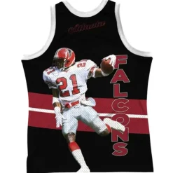 Men Mitchell & Ness T-Shirts & Tops-Sublimated Player Tank Atlanta Falcons Deion Sanders