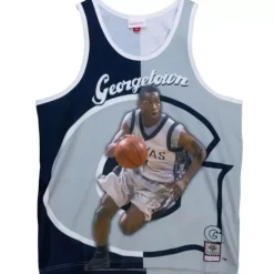 Men Mitchell & Ness T-Shirts & Tops-Sublimated Player Tank Georgetown University Allen Iverson