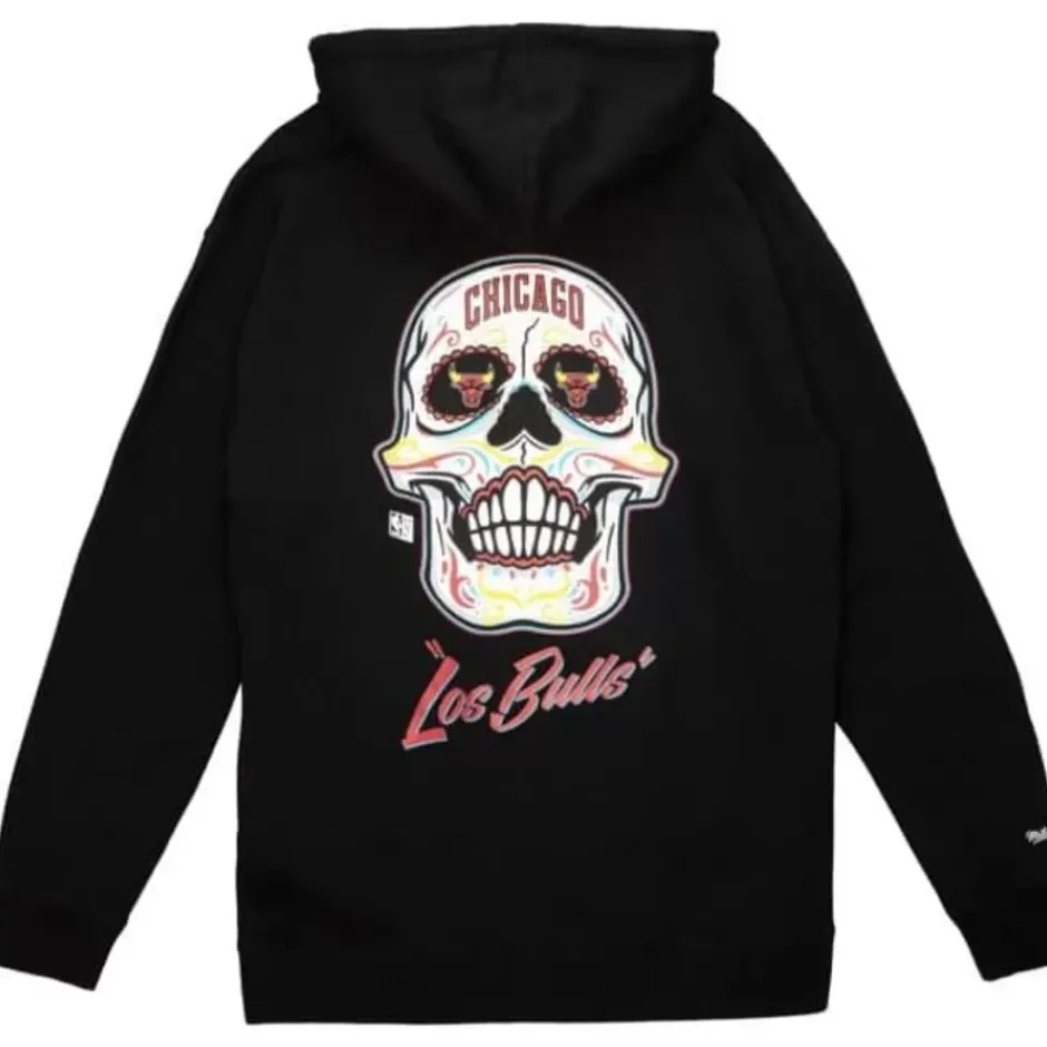 Men Mitchell & Ness Hoodies & Sweatshirts-Sugar Skull Hoodie Chicago Bulls