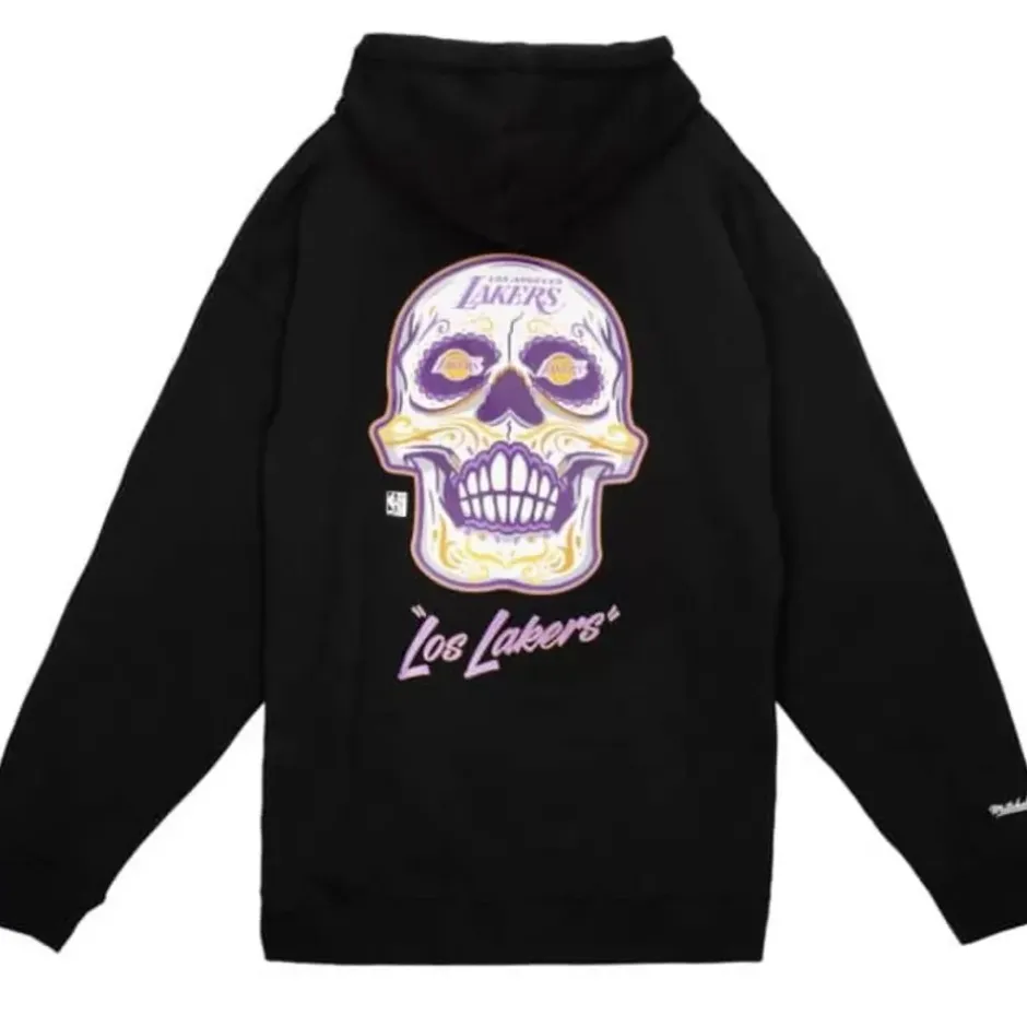 Men Mitchell & Ness Hoodies & Sweatshirts-Sugar Skull Hoodie Los Angeles Lakers