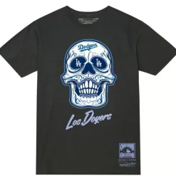 Men Mitchell & Ness T-Shirts & Tops-Sugar Skull Tee Los Angeles Dodgers