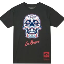 Men Mitchell & Ness T-Shirts & Tops-Sugar Skull Tee Texas Rangers