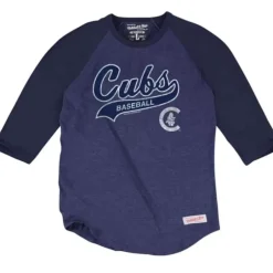 Men Mitchell & Ness T-Shirts & Tops-Tail Sweeper Raglan Chicago Cubs