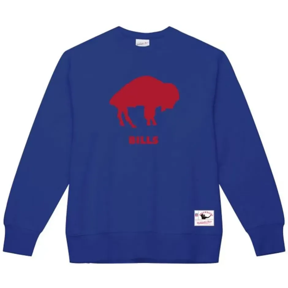 Men Mitchell & Ness Hoodies & Sweatshirts-Team Basic 1 Crew Buffalo Bills