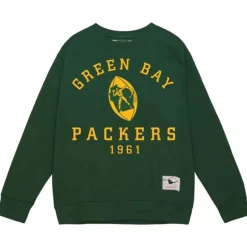 Men Mitchell & Ness Hoodies & Sweatshirts-Team Basic 3 Crew Green Bay Packers