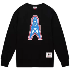 Men Mitchell & Ness Hoodies & Sweatshirts-Team Basic 1 Crew Houston Oilers