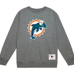 Men Mitchell & Ness Hoodies & Sweatshirts-Team Basic 3 Crew Miami Dolphins