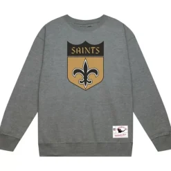 Men Mitchell & Ness Hoodies & Sweatshirts-Team Basic 1 Crew New Orleans Saints