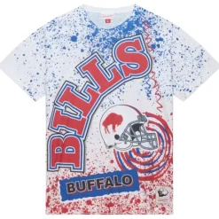 Men Mitchell & Ness T-Shirts & Tops-Team Burst Sublimated S/S Tee Buffalo Bills
