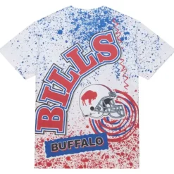 Men Mitchell & Ness T-Shirts & Tops-Team Burst Sublimated S/S Tee Buffalo Bills