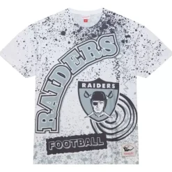 Men Mitchell & Ness T-Shirts & Tops-Team Burst Sublimated S/S Tee Oakland Raiders