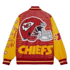 Men Mitchell & Ness Jackets & Outerwear-Team Burst Warm Up Jacket Kansas City Chiefs