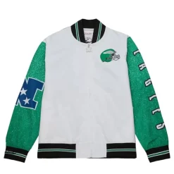 Men Mitchell & Ness Jackets & Outerwear-Team Burst Warm Up Jacket Philadelphia Eagles
