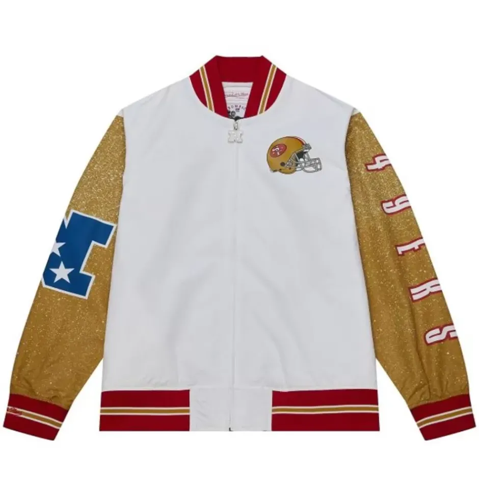 Men Mitchell & Ness Jackets & Outerwear-Team Burst Warm Up Jacket San Francisco 49Ers
