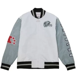Men Mitchell & Ness Jackets & Outerwear-Team Burst Warm Up Jacket Los Angeles Raiders