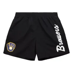 Men Mitchell & Ness Shorts-Team Essentials Nylon Shorts Milwaukee Brewers
