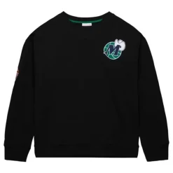 Men Mitchell & Ness Hoodies & Sweatshirts-Team First Satin Fleece Crew Dallas Mavericks