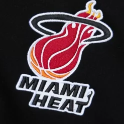 Men Mitchell & Ness Hoodies & Sweatshirts-Team First Satin Fleece Crew Miami Heat